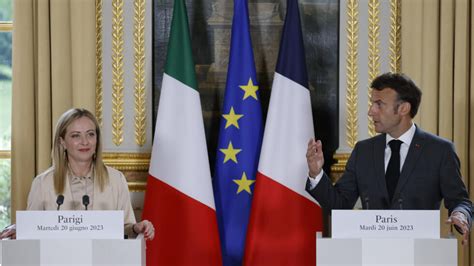 Italy’s Meloni and France’s Macron are meeting in Paris following a spat over migration policies